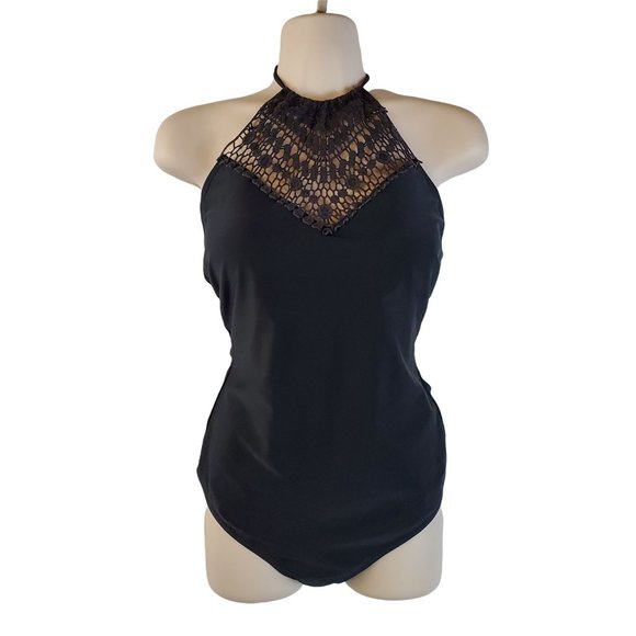 Ambrielle Other - Ambrielle Swimwear Women's L One Piece Black Bathing Swim Suit Crochet‎ Detail
